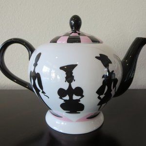 New Nordstrom R Toledo Collectible Checkered Ceramic Tea Pot Kettle Teapot W Lid